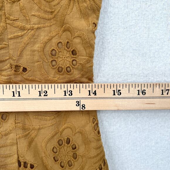 FREE PEOPLE Daniella Mini Dress Women 0 Taupe Embroidered Eyelet Puff Sleeve NEW - Picture 12 of 14